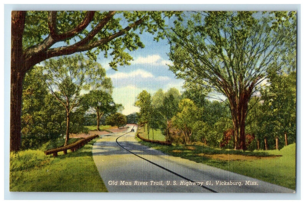 Old Man River Trail U.S Highway 61 Vicksburg Mississippi MS Vintage Postcard
