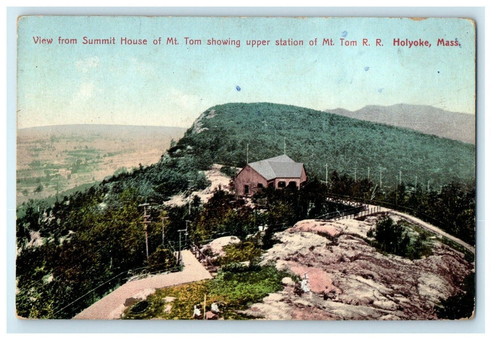 c1914 Upper Station and Summit of Mt. Tom RR Holyoke, Massachusetts MA Postcard