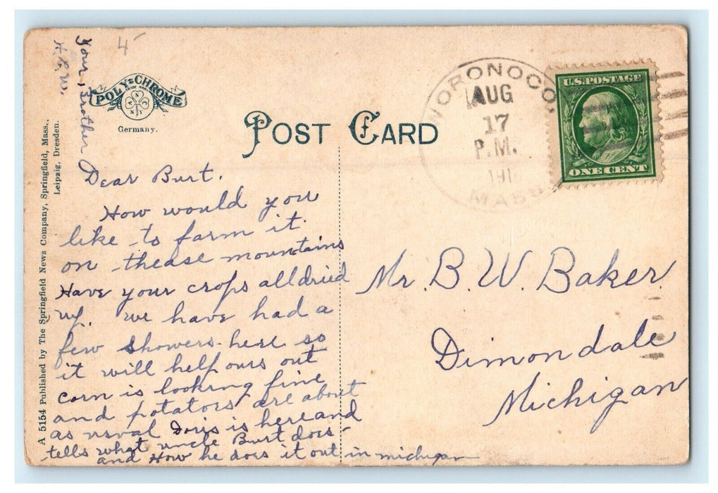 c1914 Upper Station and Summit of Mt. Tom RR Holyoke, Massachusetts MA Postcard