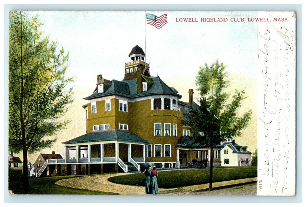1906 Street View of Highland Club Lowell Massachusetts MA Antique Postcard