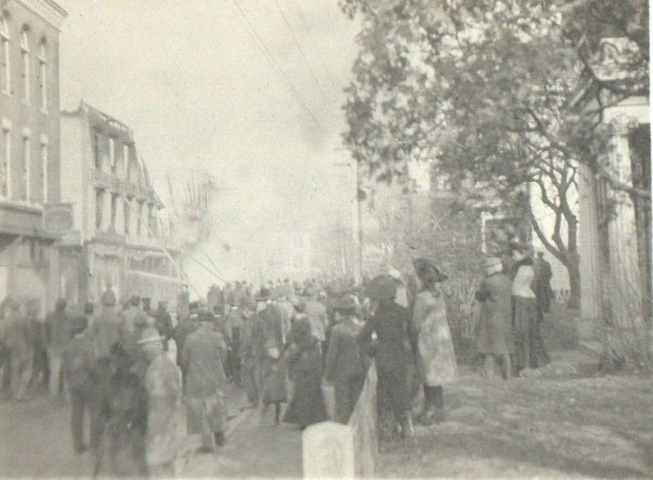 1905 City Block Fire Disaster Crowd Westerly Rhode Island RI RPPC Photo Postcard