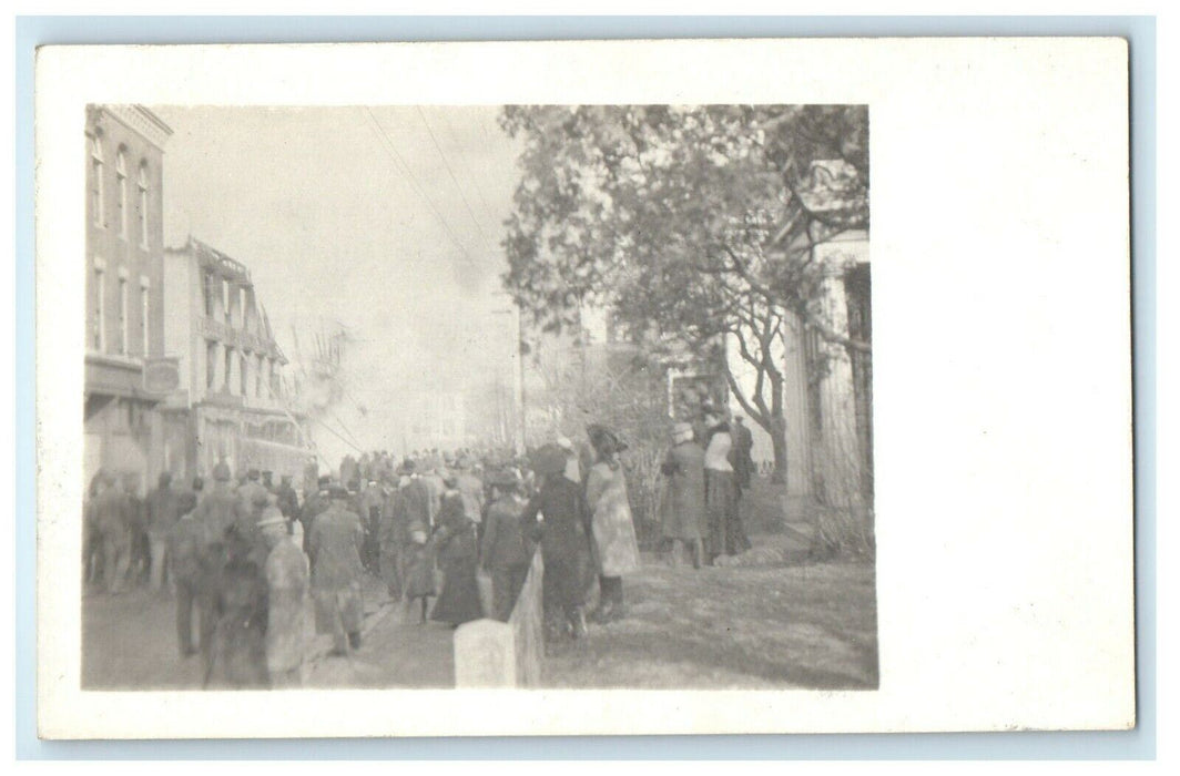 1905 City Block Fire Disaster Crowd Westerly Rhode Island RI RPPC Photo Postcard