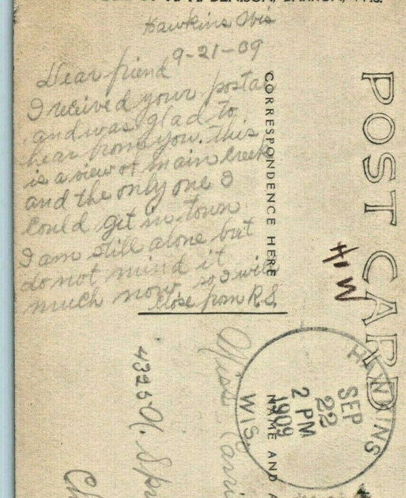 1909 Maine Creek Hawkins Wisconsin WI RPPC Photo Antique Postcard