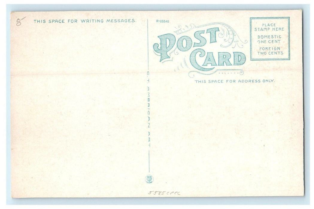 c1920's The View Of Monument Square Trolley Leominster Massachusetts MA Postcard