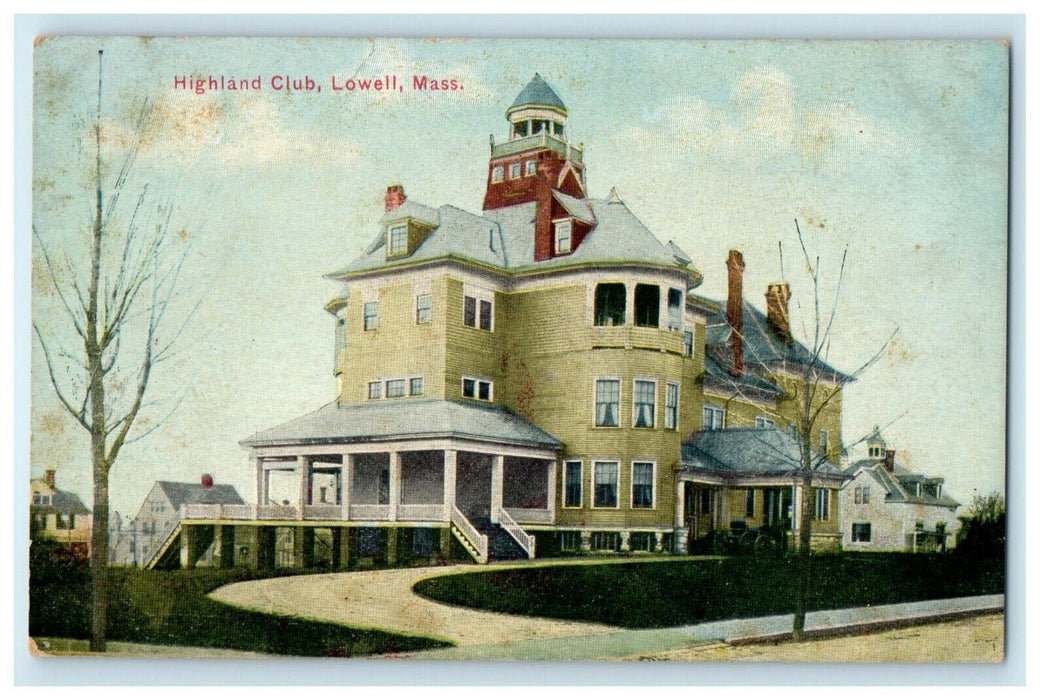 c1910 The Highland Club Driveway Lowell Massachusetts MA Unposted Postcard