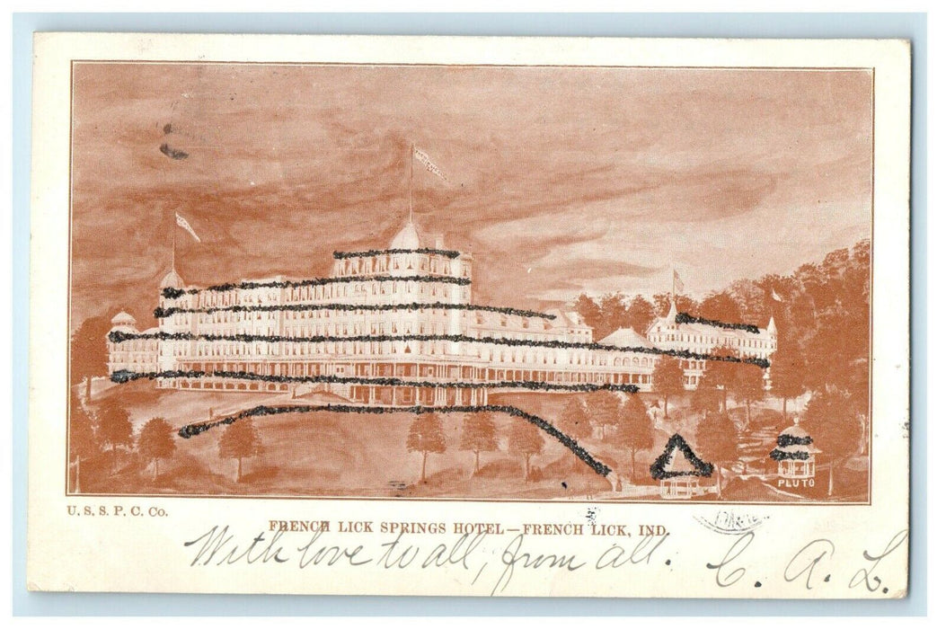 1906 French Lick Springs Hotel Indiana IN Glitter Pluto Posted Antique Postcard