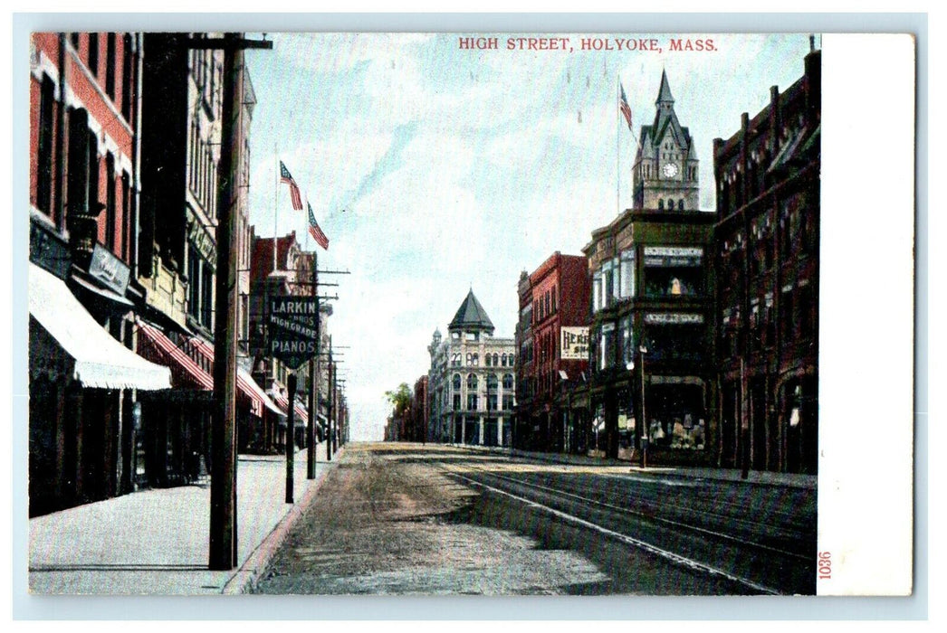 c1906 High Street, Holyoke, Massachusetts MA Unposted Postcard