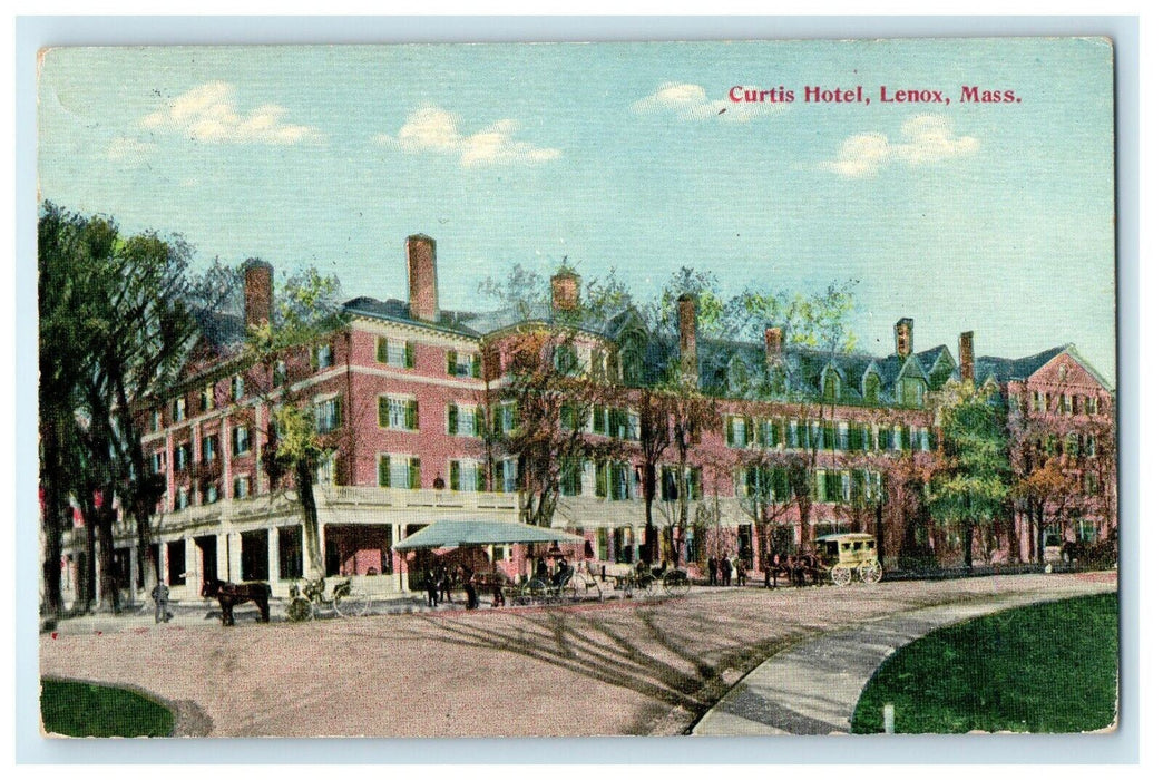 1911 The Curtis Hotel Street View Horse Carriage Lenox Massachusetts MA Postcard
