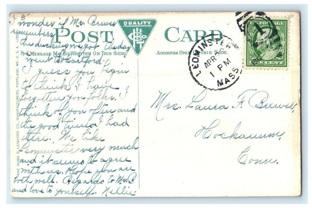 Nashua River And Merriam Hall Plant North Leominster Massachusetts MA Postcard