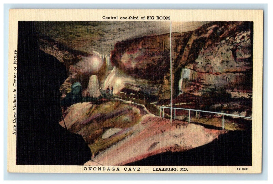 c1940's Central One Third Big Room Onondaga Cave Leasburg Missouri MO Postcard