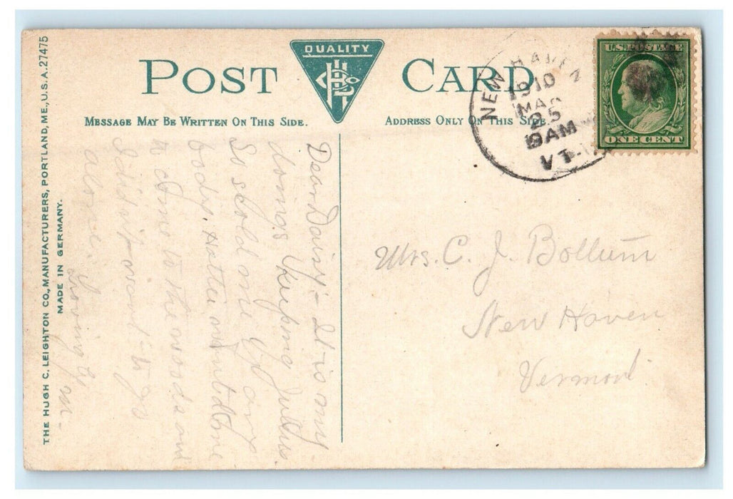 1910 Burlington Vermont VT, Steamer Ticonderoga Steamer Ship Antique Postcard