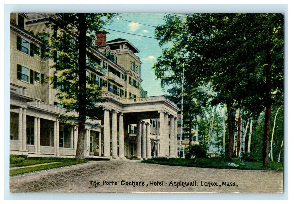 c1910 The Porte Cochere Hotel Aspinwall Lenox Massachusetts MA Antique Postcard