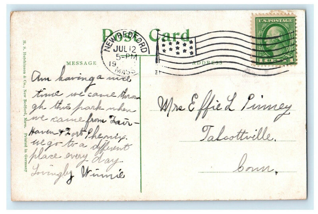 1912 Bridge Park, New Bedford, Massachusetts MA Antique Postcard
