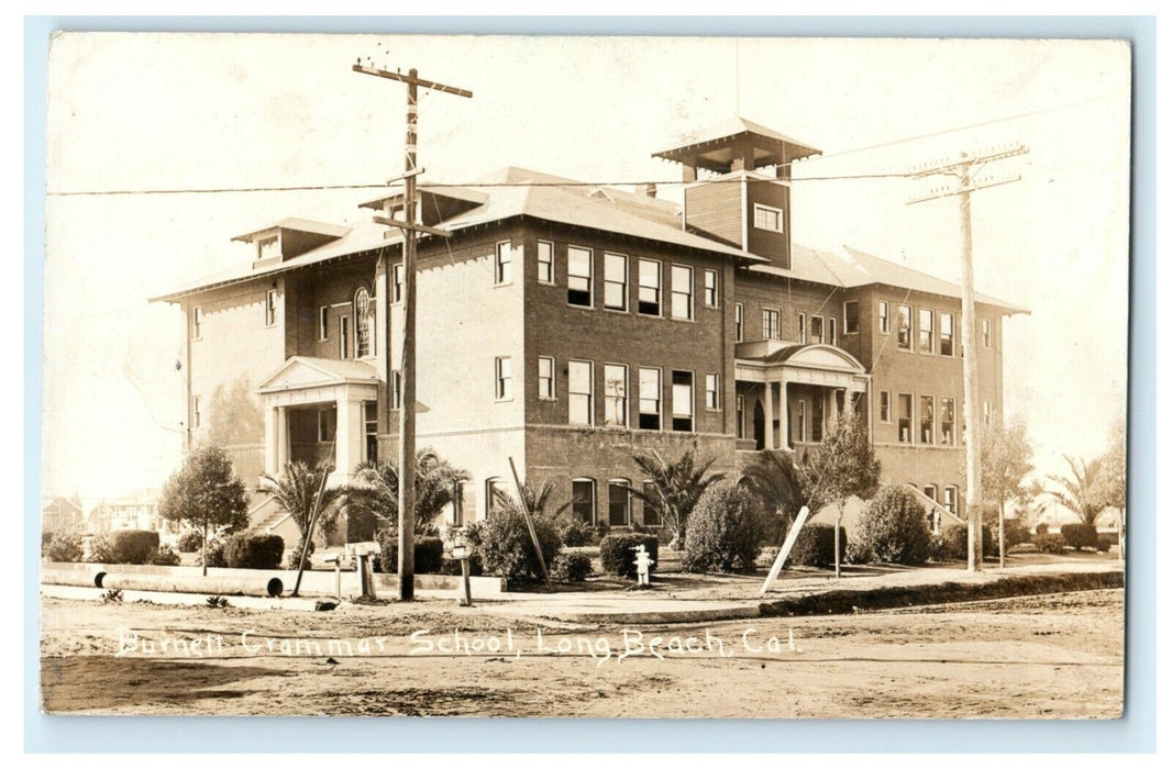 c1910 Burnett Grammar School Long Beach California CA RPPC Photo Postcard