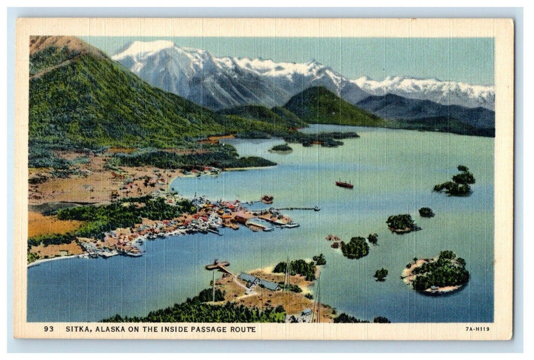 Aerial View Of Sitka Alaska AK, On The Inside Passage Route Vintage Postcard