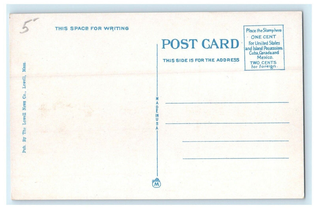 View of Merrimac River Showing Mills Lowell Massachusetts MA Unposted Postcard