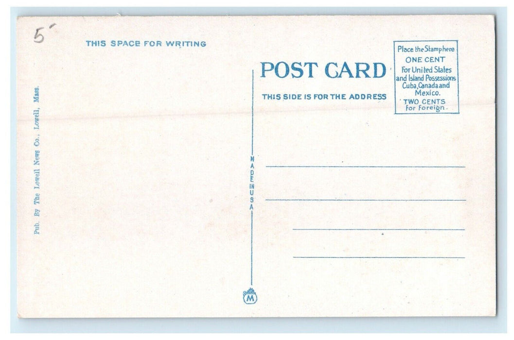 c1920's The High School Building Cars Lowell Massachusetts MA Antique Postcard