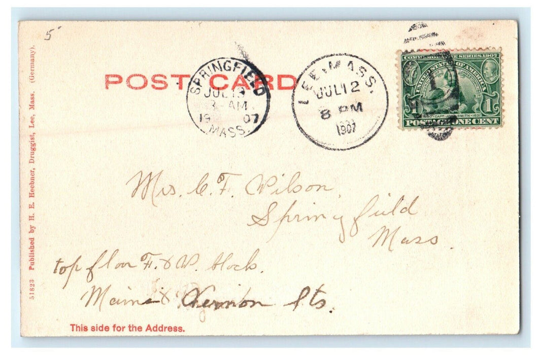 1907 The View Of Laural Lake Lee Massachusetts MA Antique Postcard