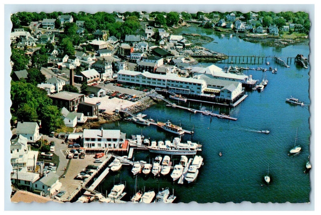 Aerial View Showing Public Landing Fisherman's Wharf Boothbay Harbor ME Postcard