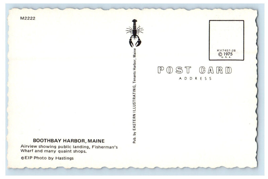 Aerial View Showing Public Landing Fisherman's Wharf Boothbay Harbor ME Postcard