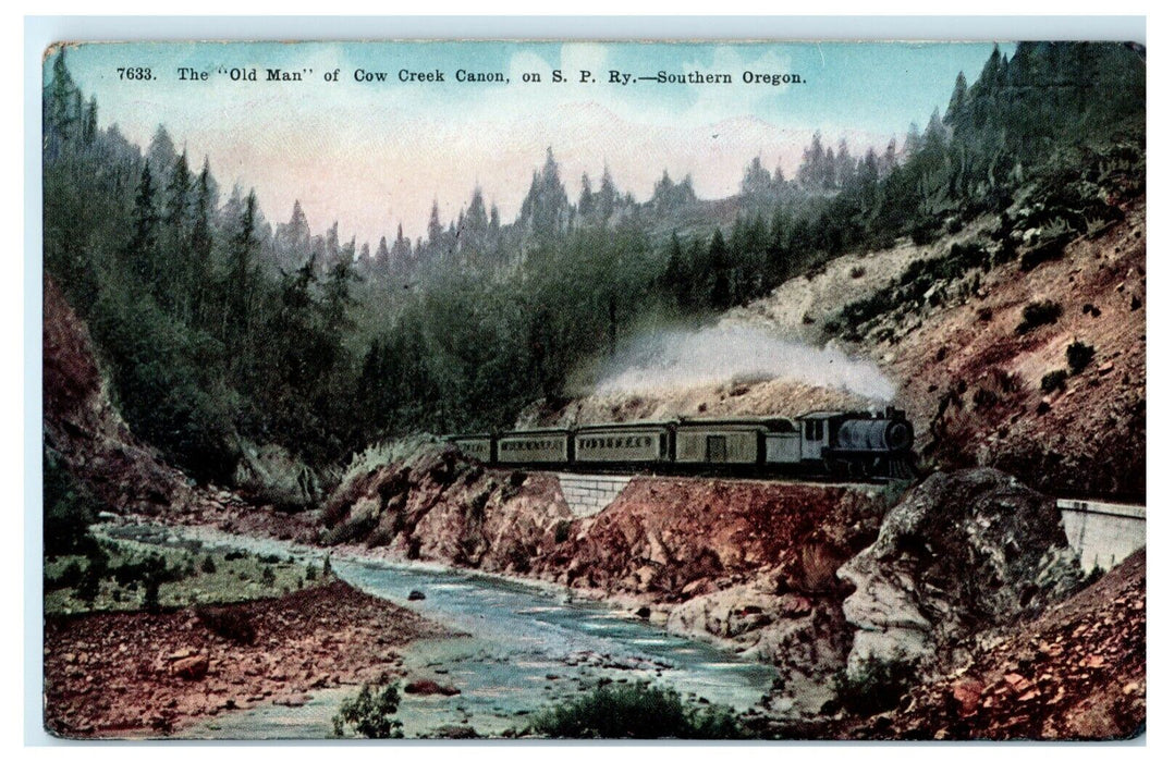 1914 Old Man of Cow Creek Canon S.P. Railroad Oregon OR Posted Antique Postcard