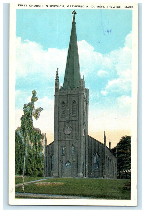 c1932 First Church in Ipswich, Massachusetts MA Vintage Posted Postcard