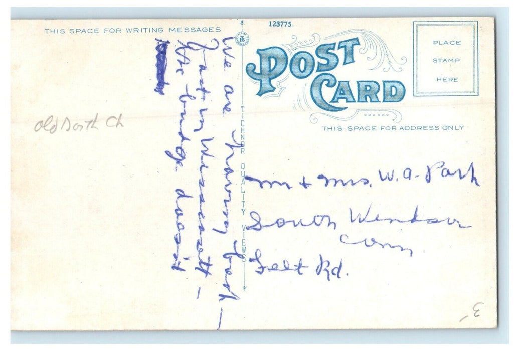 c1932 First Church in Ipswich, Massachusetts MA Vintage Posted Postcard
