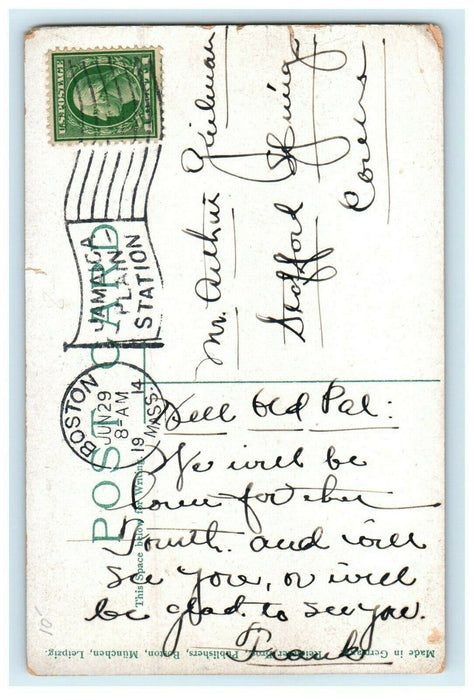 c1914 NYNH & HRR Station, Jamaica Plain, Massachusetts MA Cancel Postcard