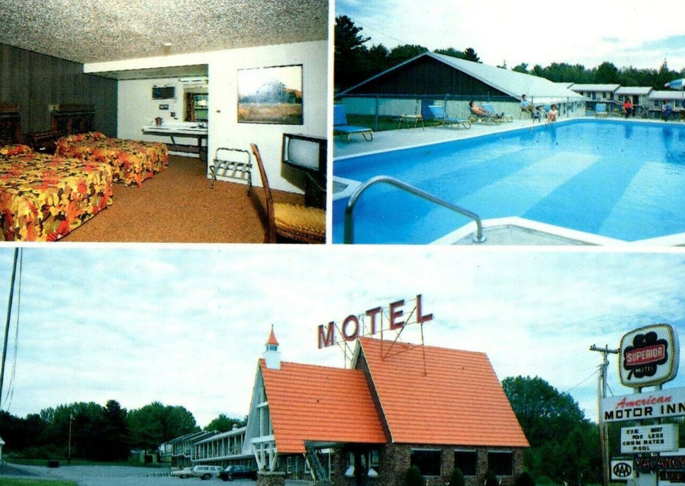c1950's Waterville Maine ME, American Motor Inn Motel Multiview Postcard