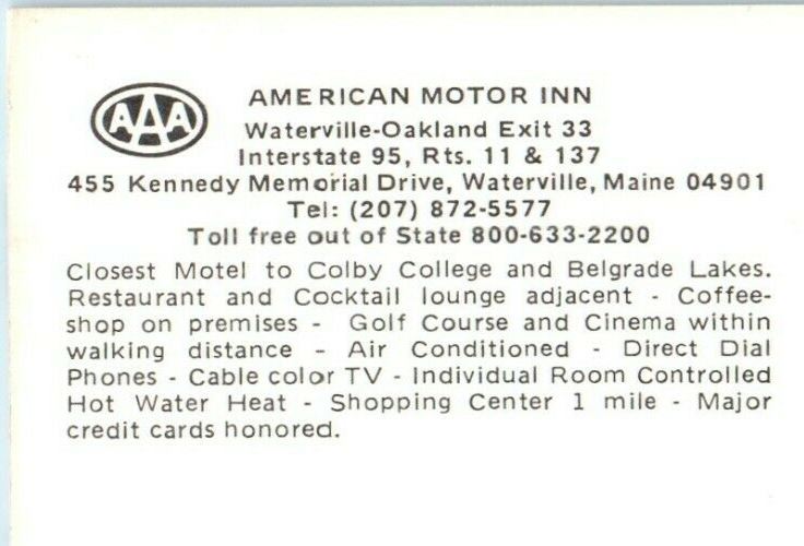 c1950's Waterville Maine ME, American Motor Inn Motel Multiview Postcard