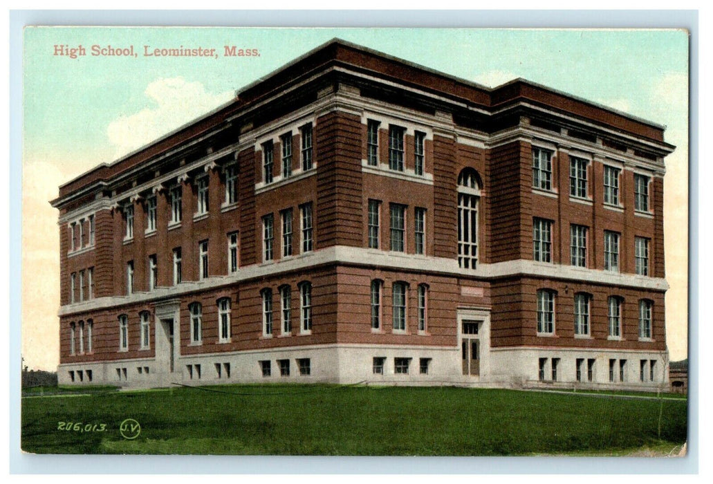 c1910 High School Building Leominster Massachusetts MA Unposted Postcard