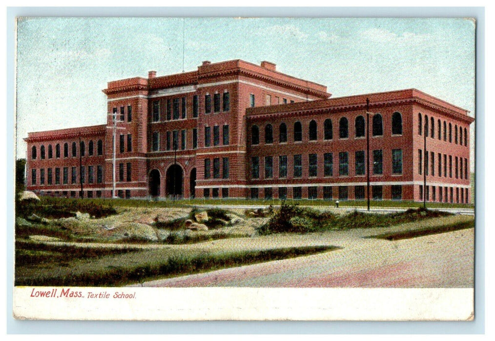 c1910 Textile School Building Lowell Massachusetts MA Antique Postcard