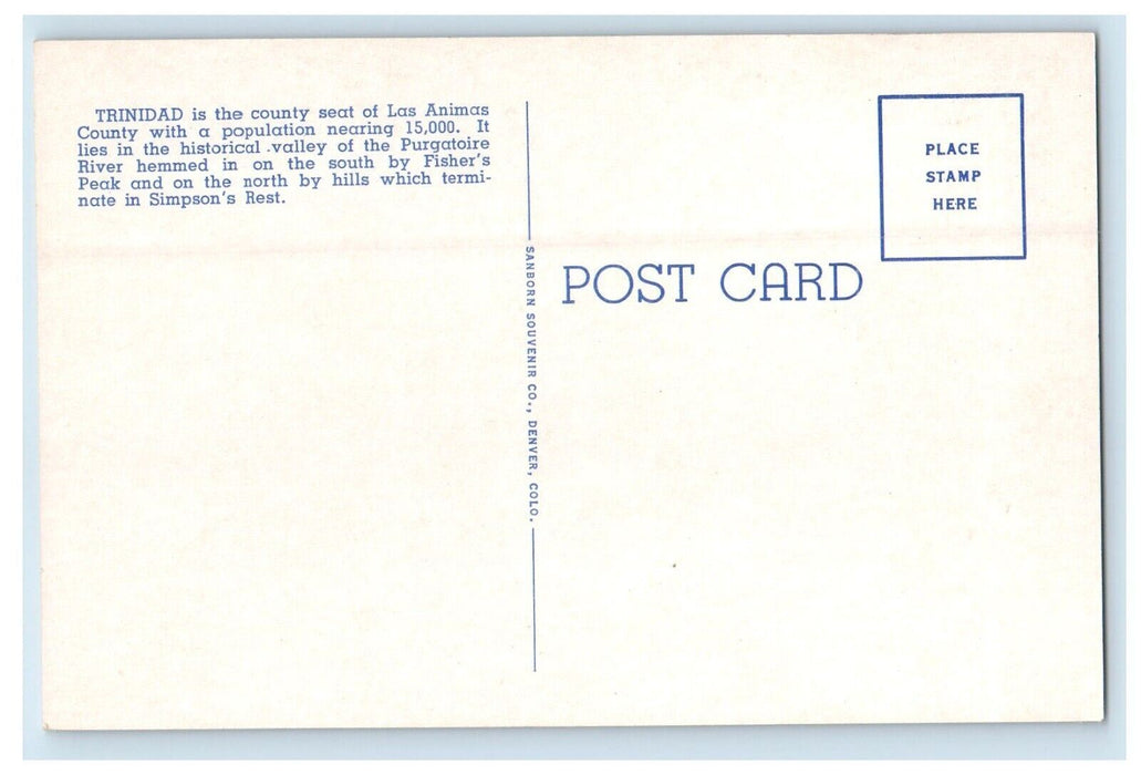 c1930's Fisher's Peak And Bird's Eye View Of Trinidad Colorado CO Postcard