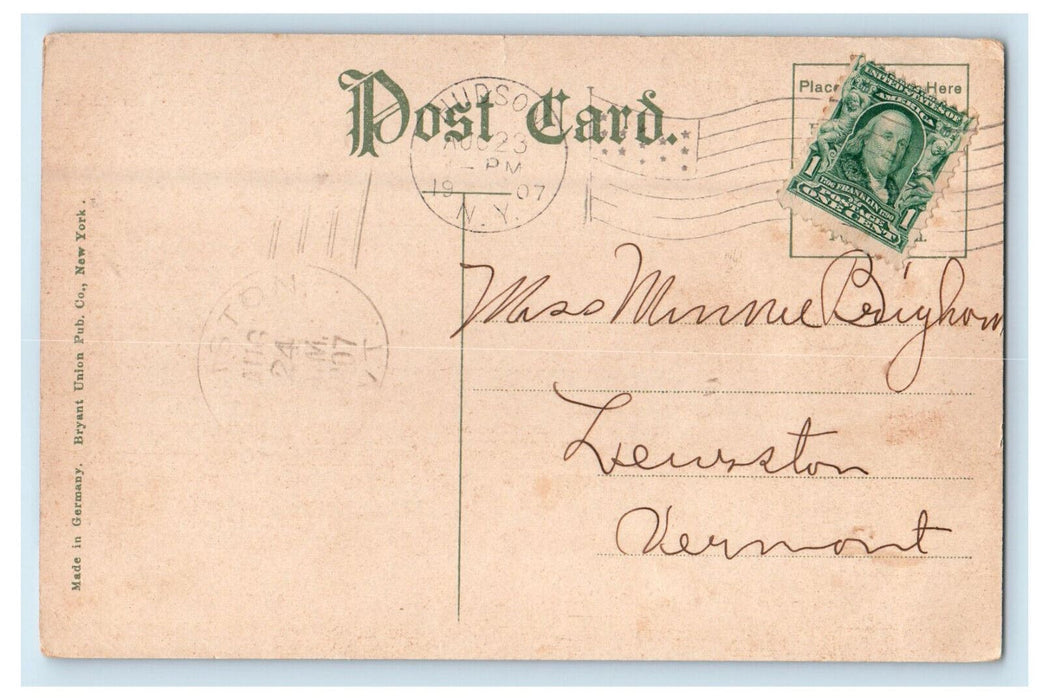 1907 Newburgh on Hudson NY, Lewiston Vermont VT Posted Antique Postcard