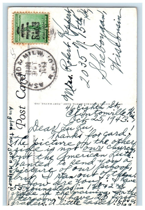 1943 Christus Lutheran Church Clintonville Wisconsin WI Posted Vintage Postcard