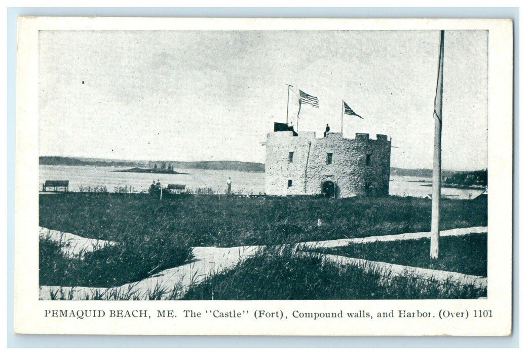 The Castle Fort Of Pemaquid Beach Compound Walls And Harbor Maine ME Postcard