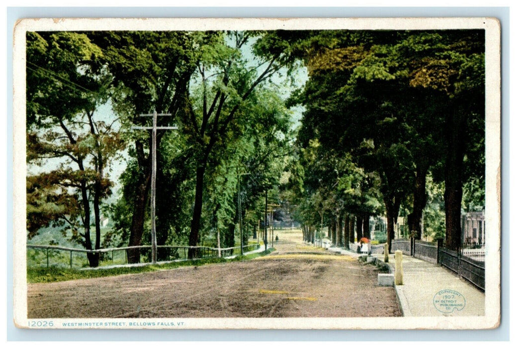 1909 Westminster Street Dirt Rock Bellows Falls Vermont VT Antique Postcard