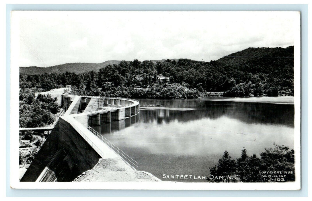 1938 Santeetlah Dam North Carolina Walter Cline RPPC Photo Postcard