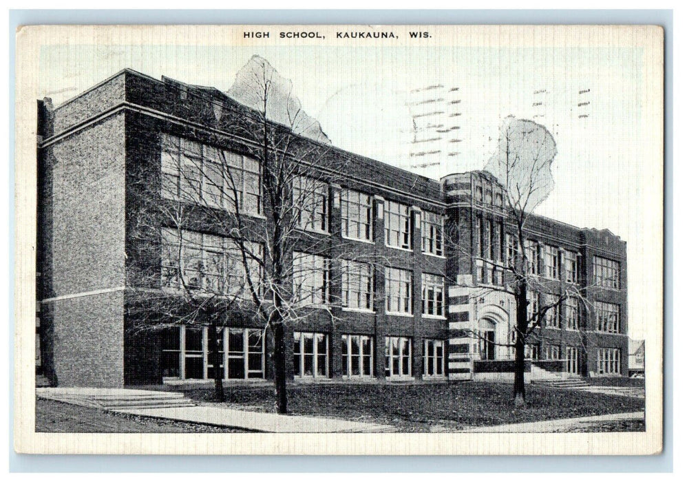 1940 High School Building Kaukauna Wisconsin WI Posted Vintage Postcard