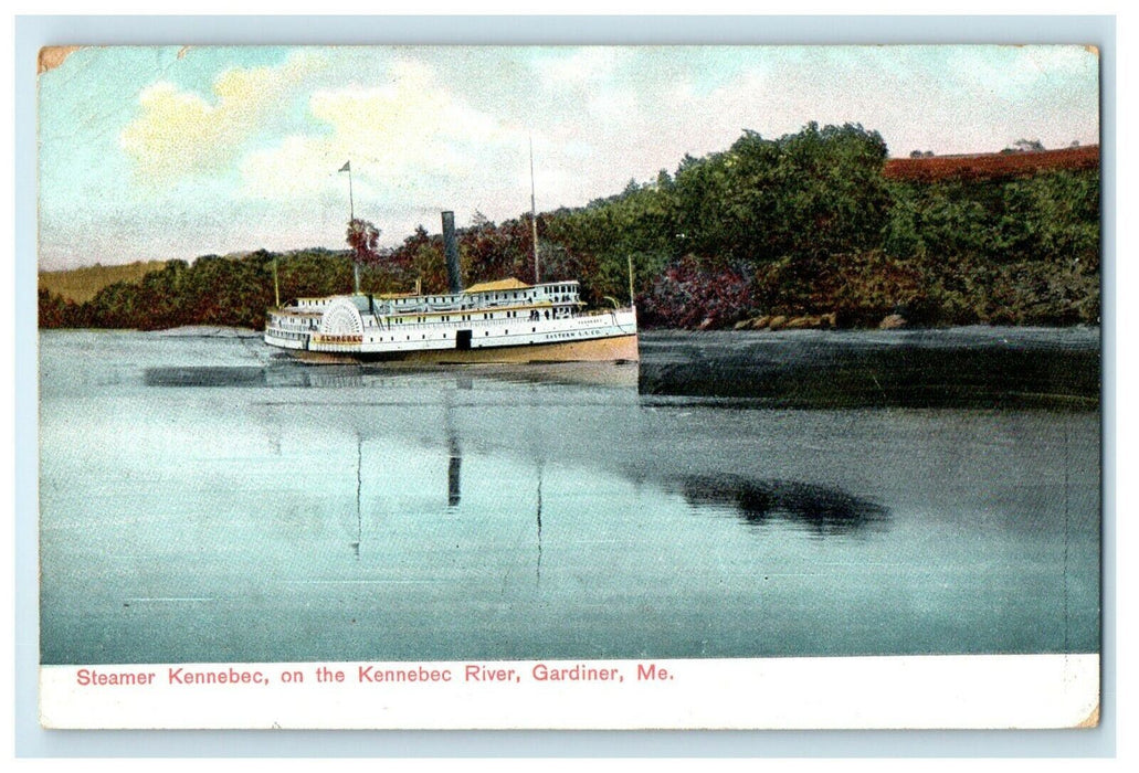 1908 Steamer Kennebec On The Kennebec River Gardiner Maine ME Oakland Postcard