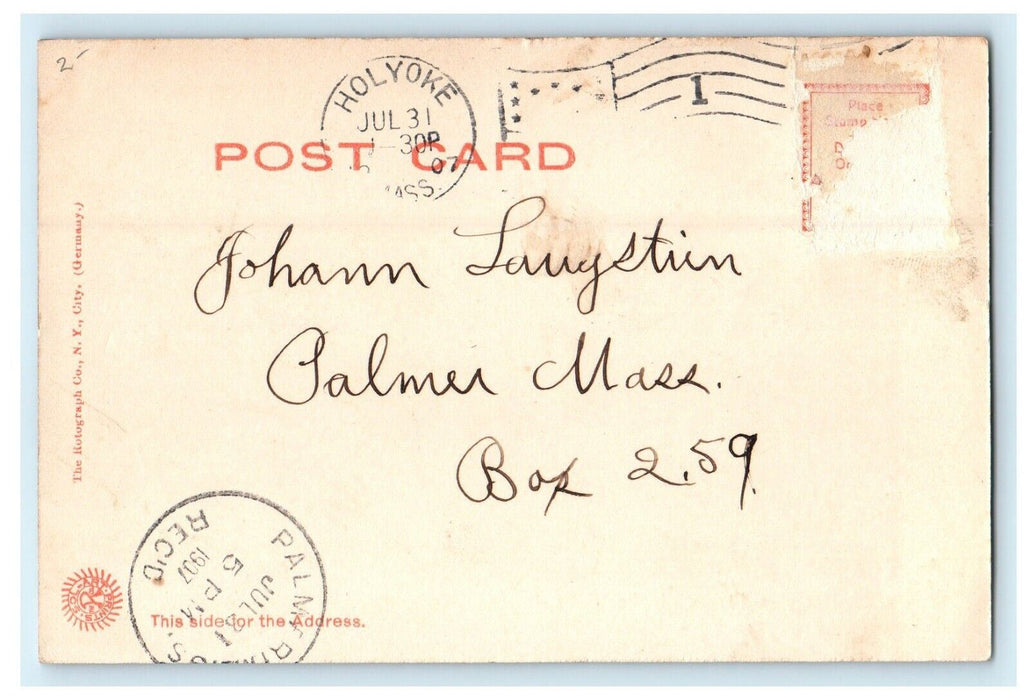 c1907 Cannon in Hampton Park, Holyoke, Massachusetts MA Antique Postcard