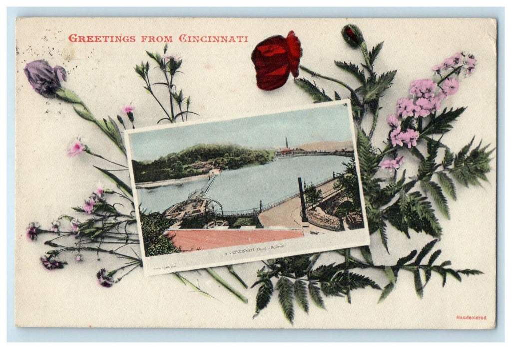 1909 Cincinnati Reservoir Greetings From Cincinnati Ohio OH Posted Postcard