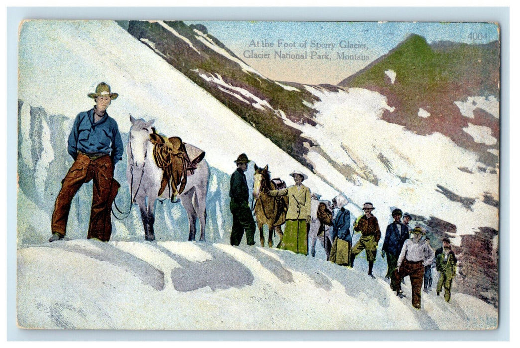 c1910 At The Foot of Sperry Glacier, Glacier National Park, MO Postcard