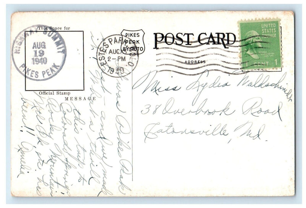 1940 Glencove Inn At Edge Of Timberline Pikes Peak Highway Colorado CO Postcard