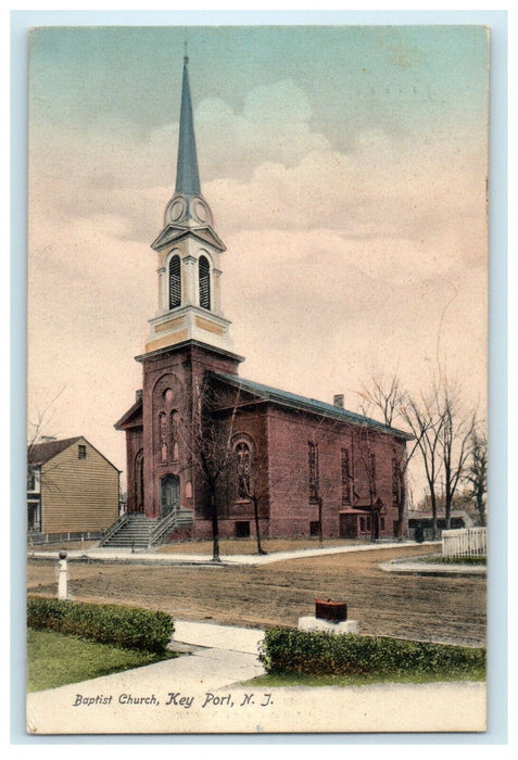 1906 Baptist Church, Key Port, New Jersey NJ Antique Posted Postcard