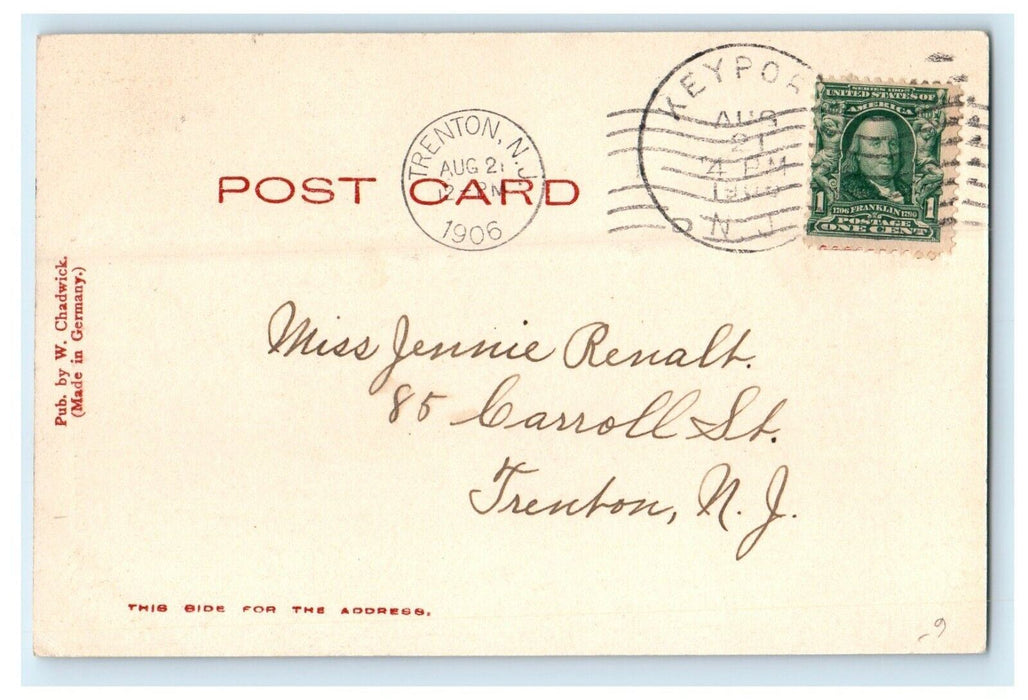 1906 Baptist Church, Key Port, New Jersey NJ Antique Posted Postcard
