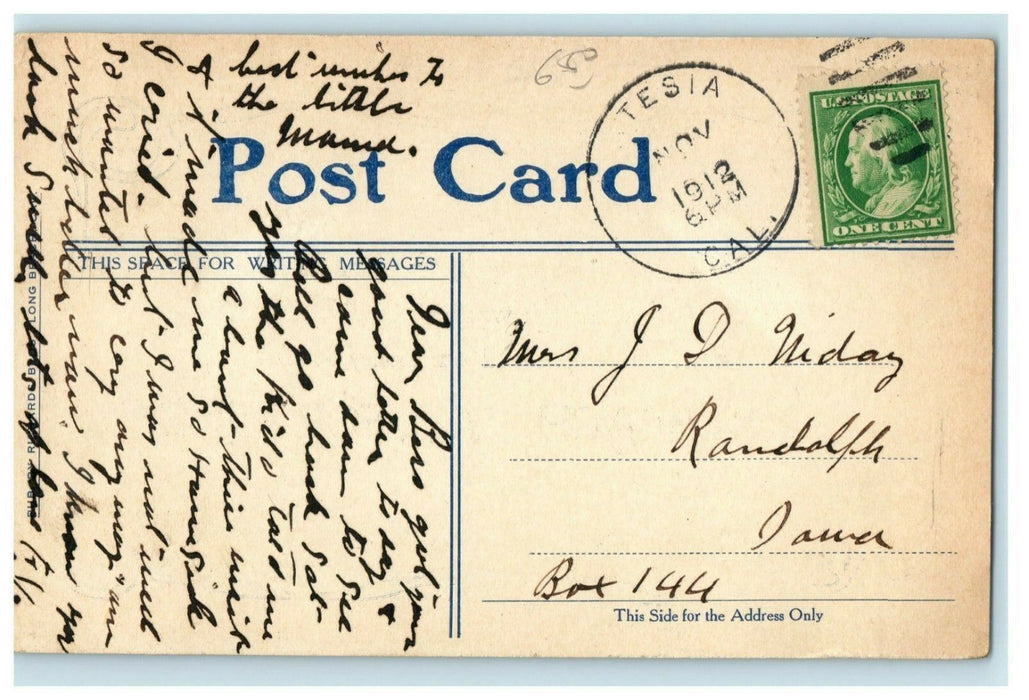 1912 Funny Comic Motto Long Beach California Posted Antique Postcard