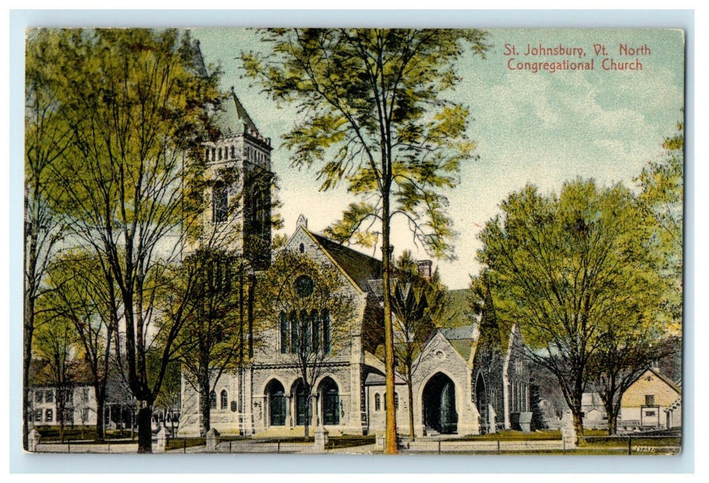 1910 St. Johnsbury Vermont VT, North Congregational Church Antique Postcard