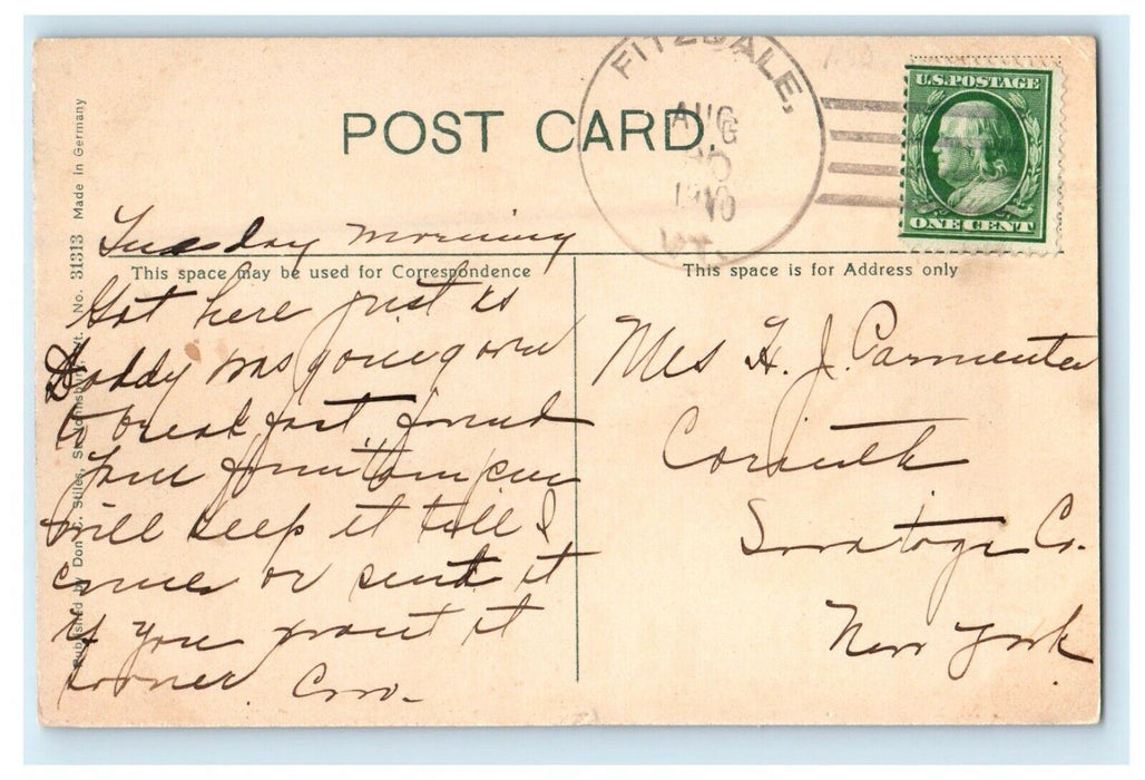 1910 St. Johnsbury Vermont VT, North Congregational Church Antique Postcard