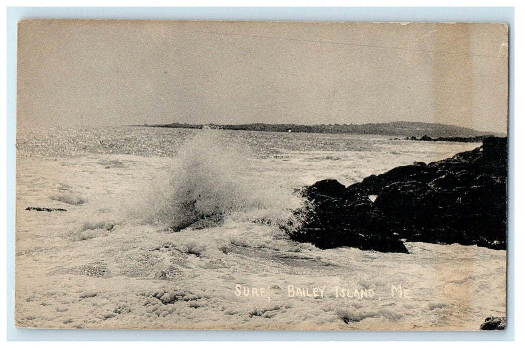 c1930's Beach Rock Surf Bailey Island Maine ME Unposted Vintage Postcard
